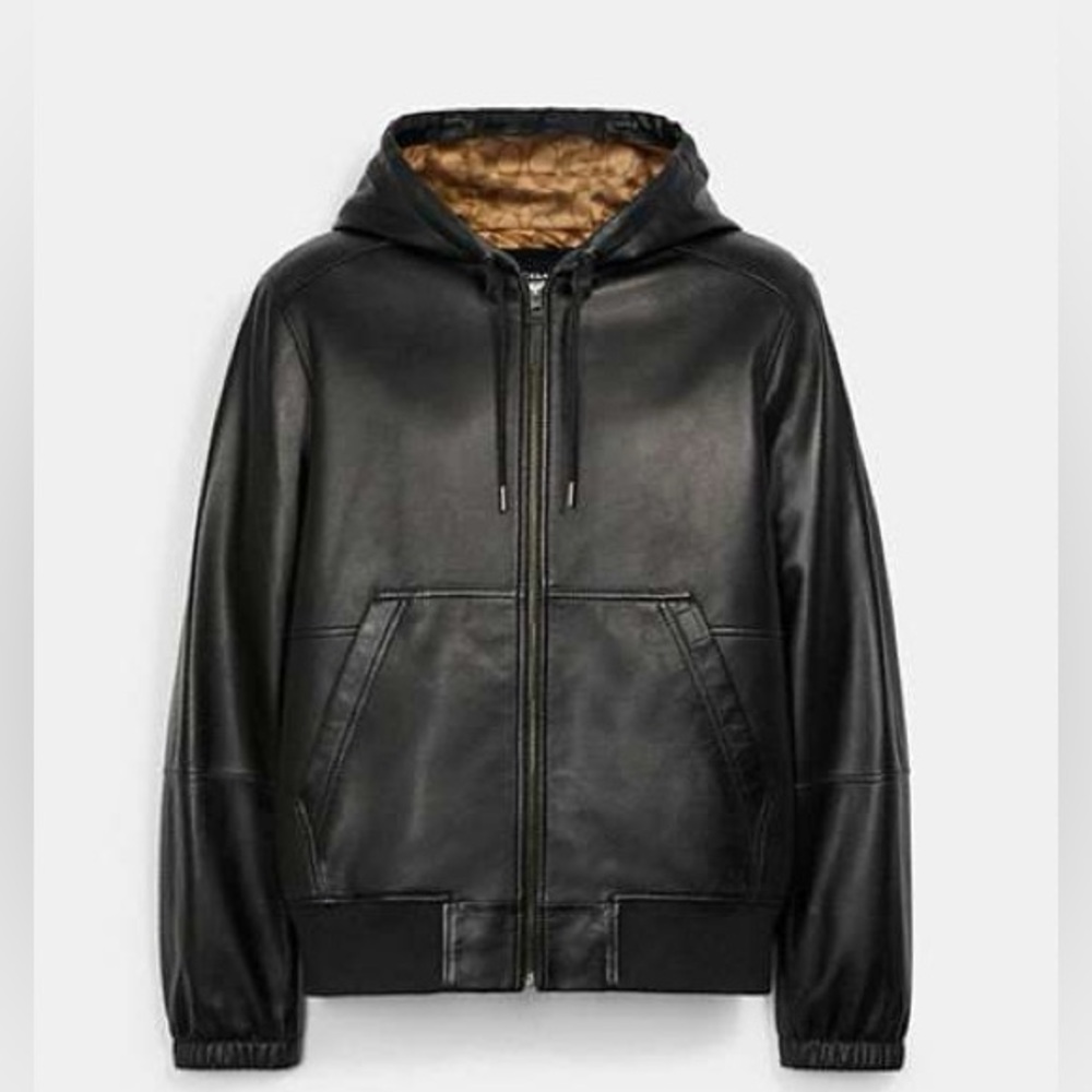 NWT Coach  Leather jacket man’s size XS unisex Black C5233